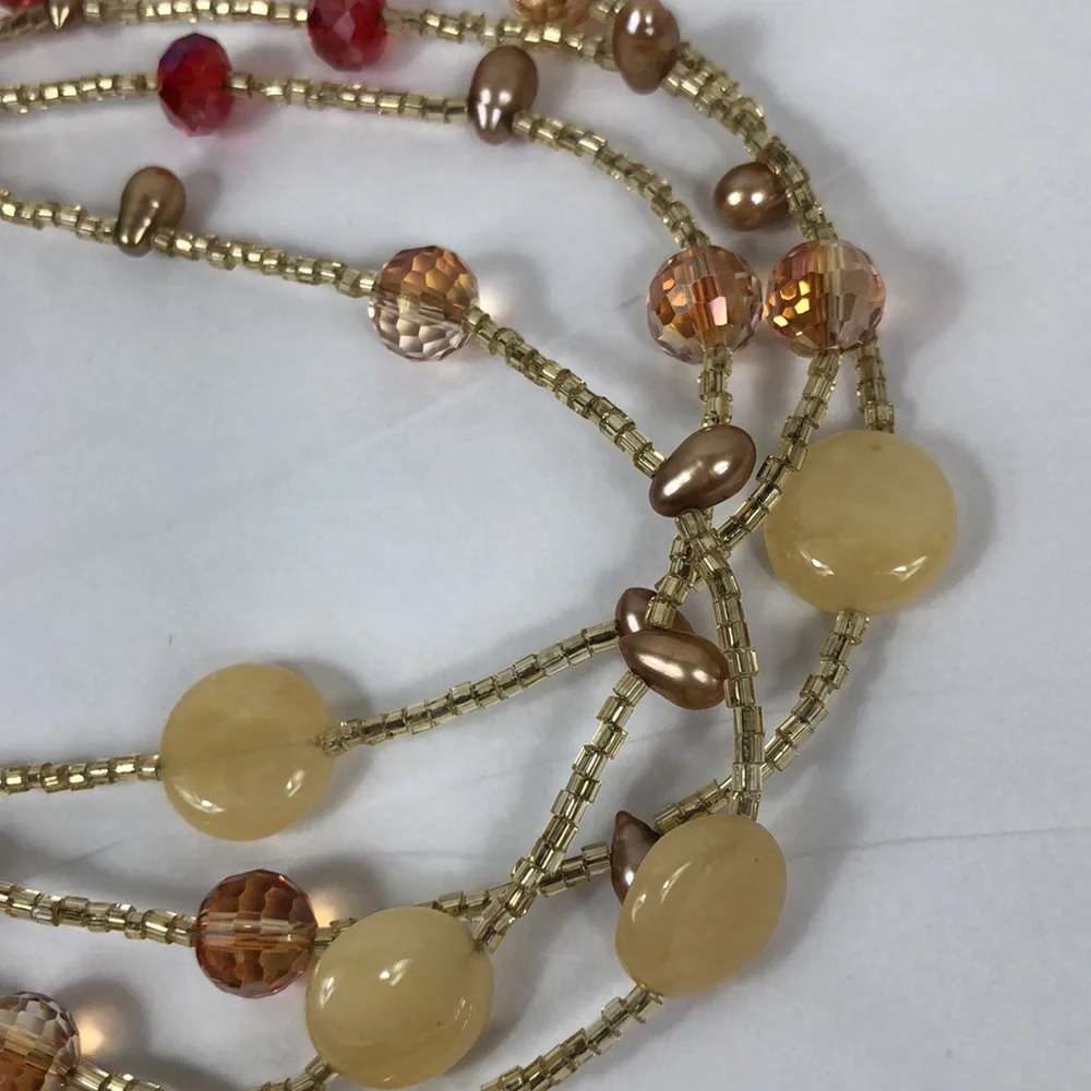 Long Necklace Glass And Seed Bead Magnetic Closure Fairy Boho - Picture 12 of 15